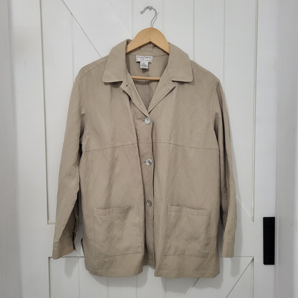 Signature Beige Silk-Linen‎ Blend Jacket